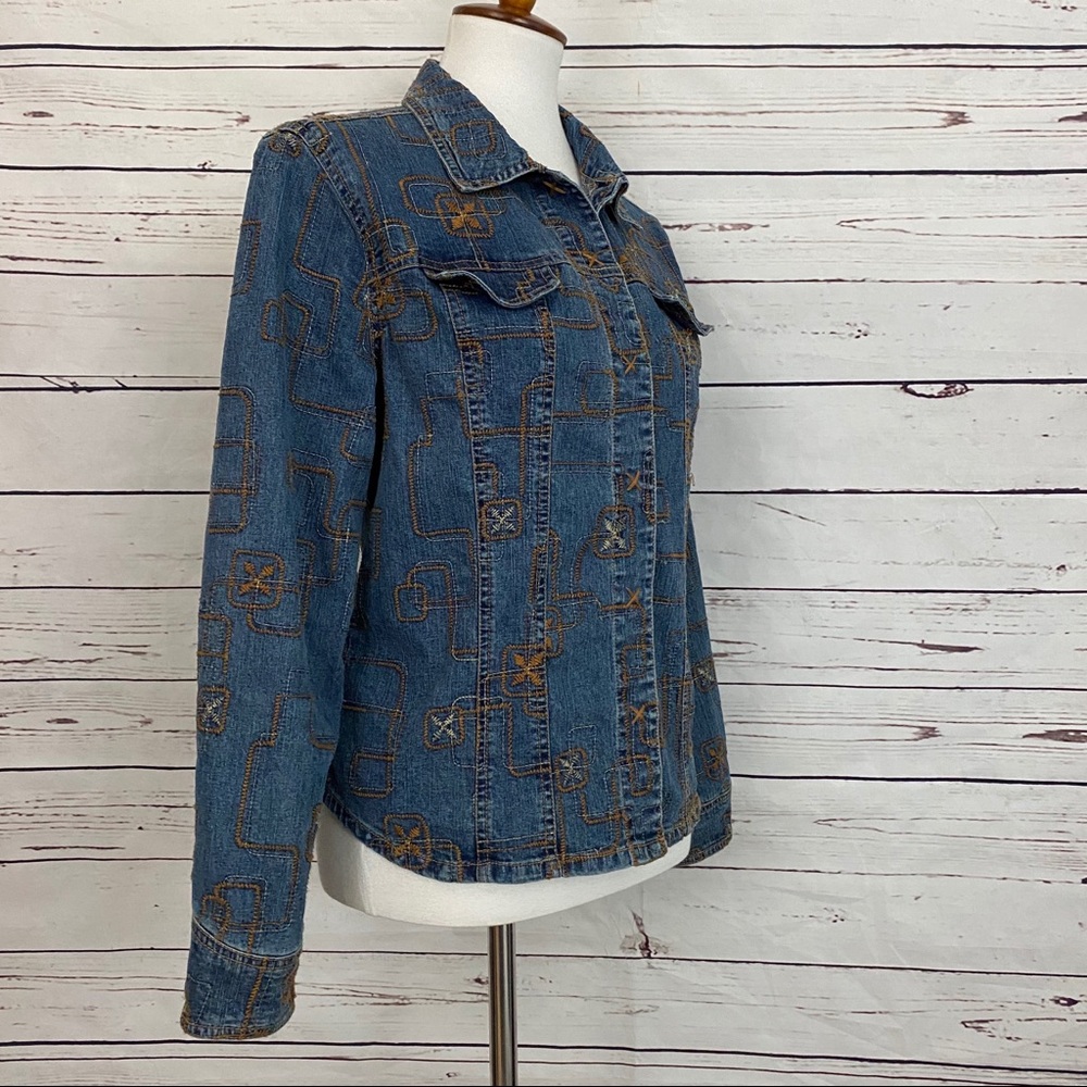 Ruby Rd Embroidered Jean Jacket Medium - Picture 4 of 9